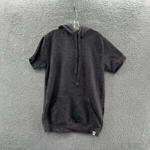 Free Planet Short Sleeve Hoodie Mens Medium Gray Pull Over Sweatshirt